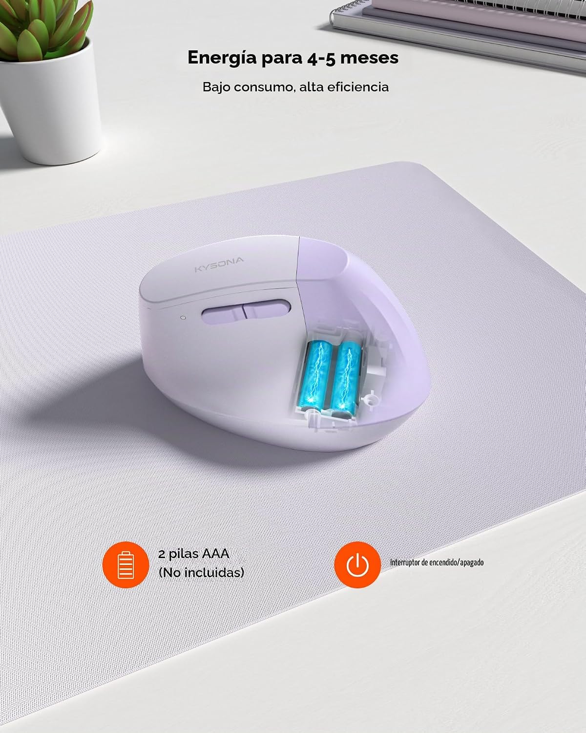 KYSONA EM18 Ratón vertical ergonómico inalámbrico, diseño Ergo, mou...