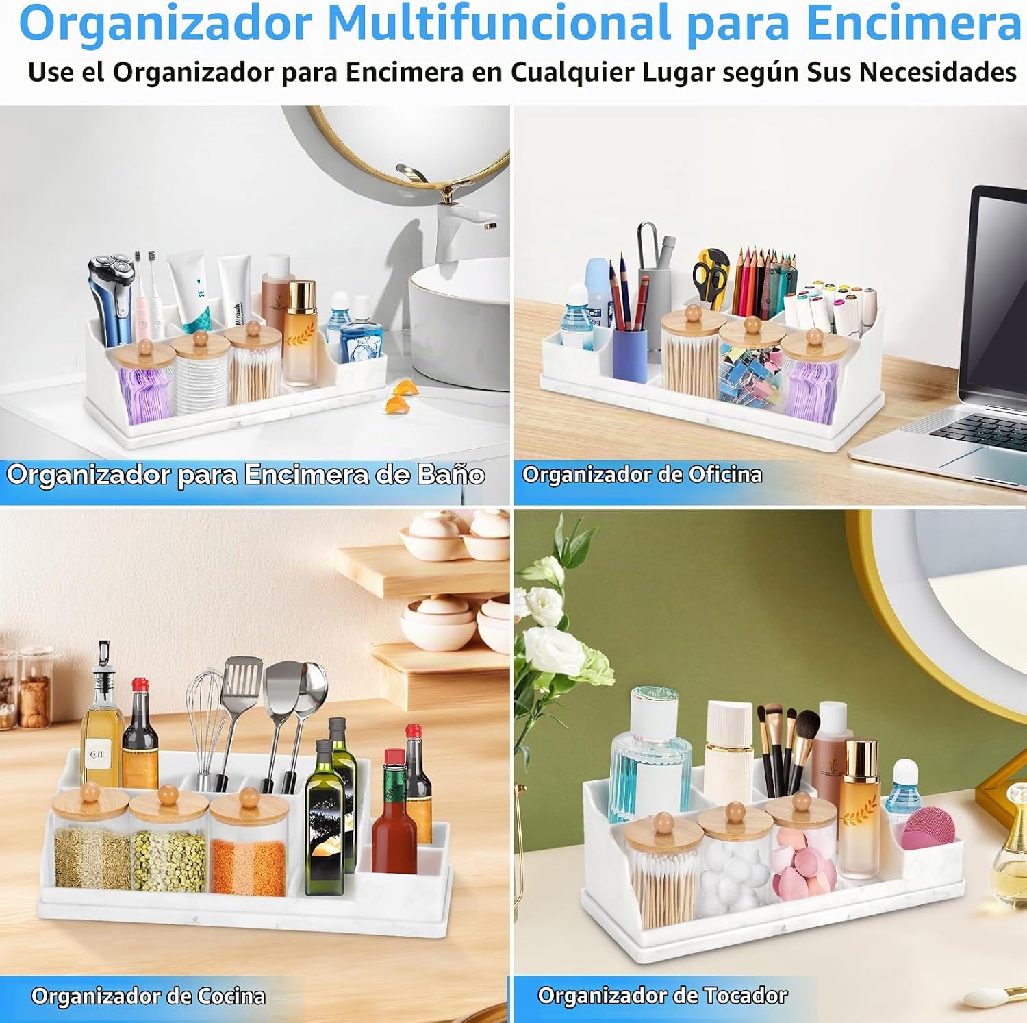 Organizador de mostrador de baño, soportes de silicona blanca para...