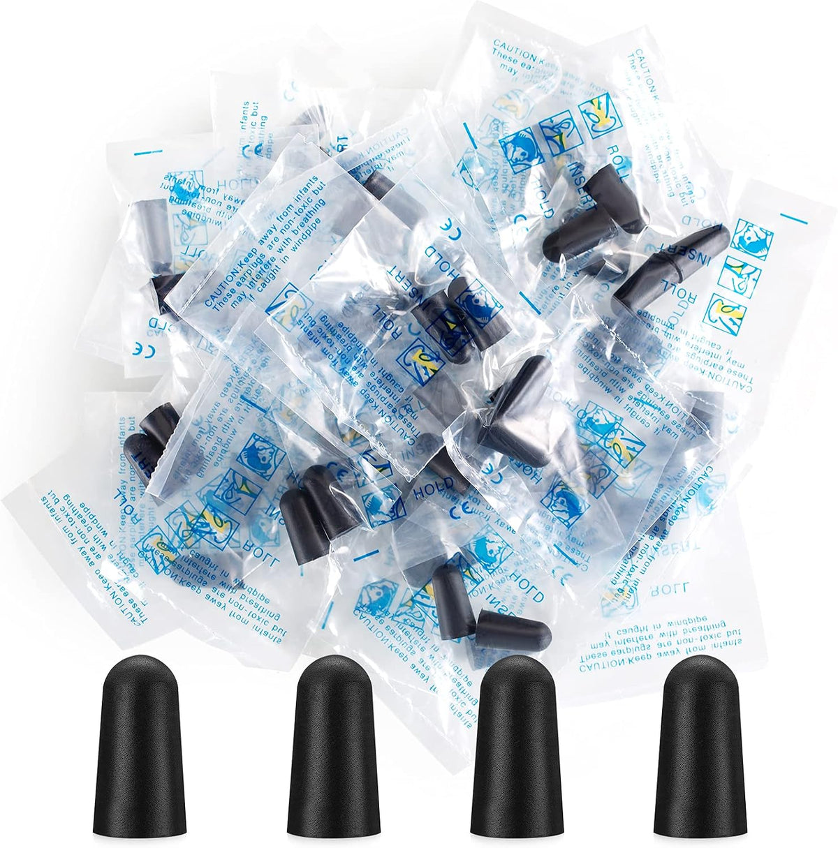 200 pares de tapones para los oídos de espuma negra para dormir, re...