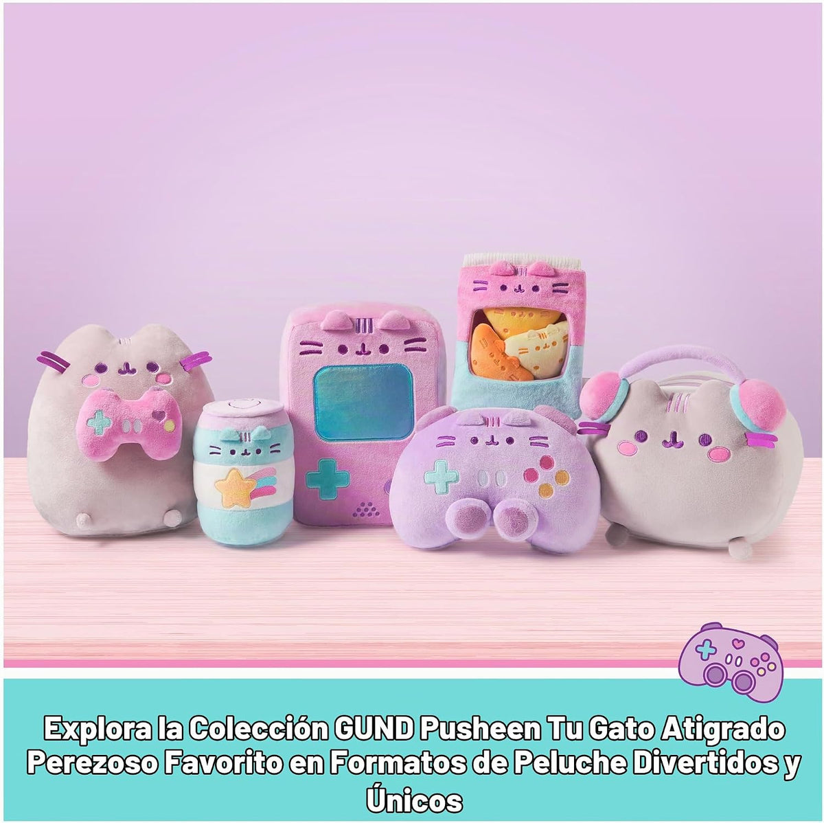 GUND Pusheen Gamer Squisheen - Juguete esponjoso de peluche, juguet...