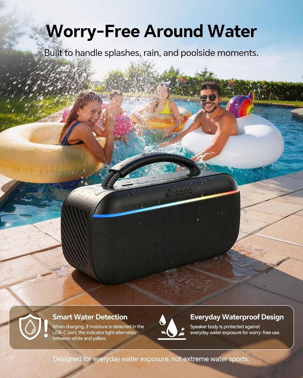 dbsono Altavoz Bluetooth Portátil Inalámbrico, Pico 100W, Bluetooth...