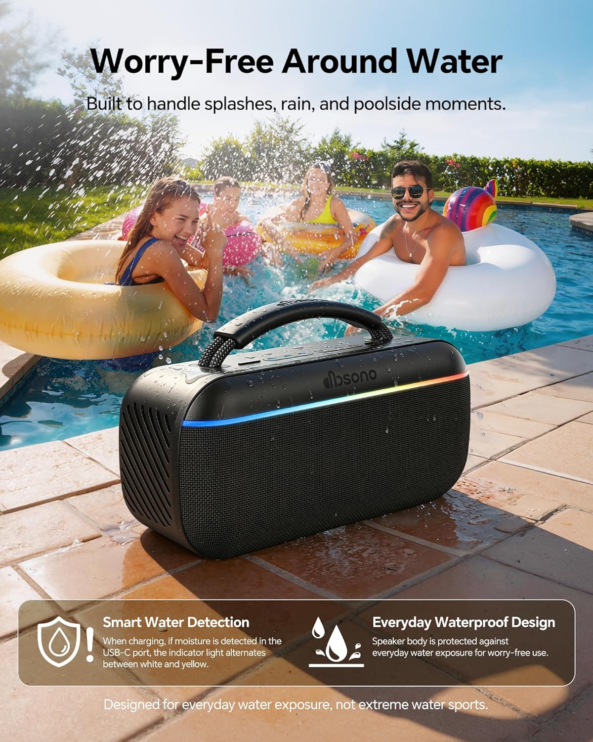 dbsono Altavoz Bluetooth Portátil Inalámbrico, Pico 100W, Bluetooth...