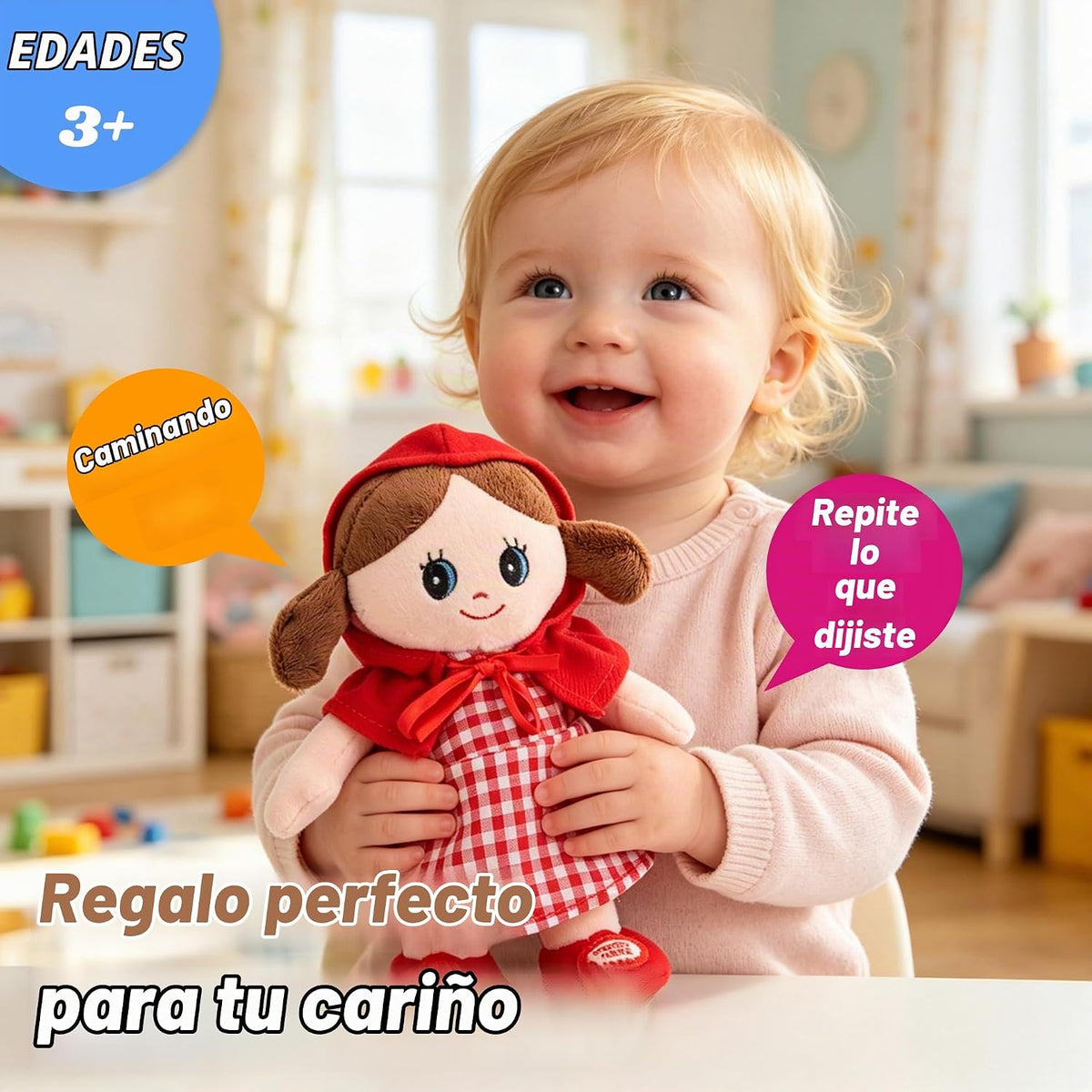 Hopearl Muñeca sonora que habla repite lo que dijiste chica caminan...