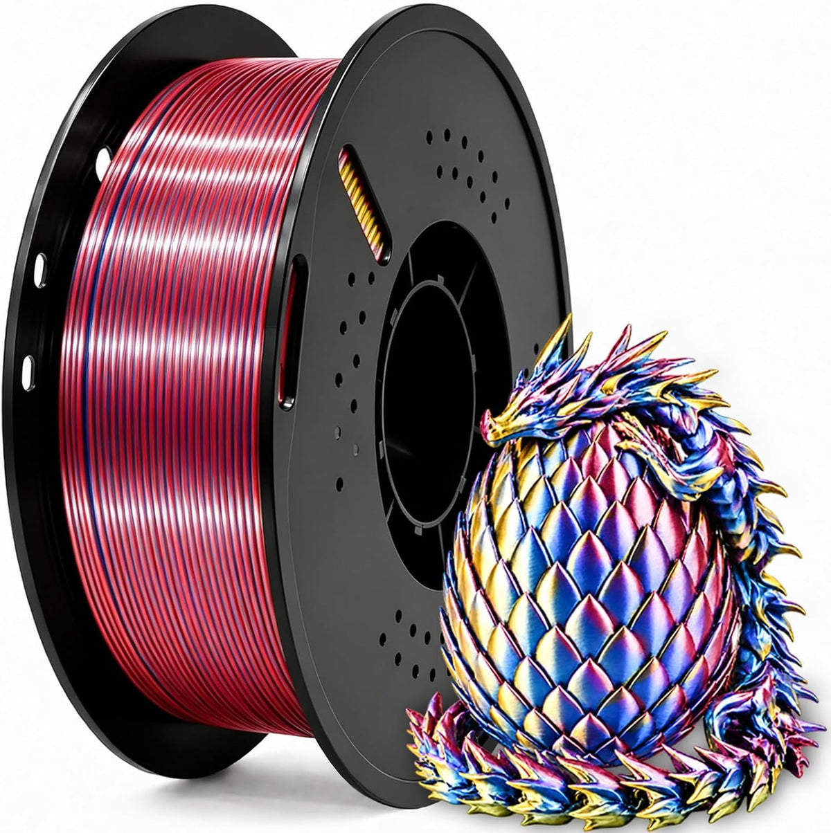 Frucindra Filamento de impresora 3D PLA+ de seda presecado, filamen...