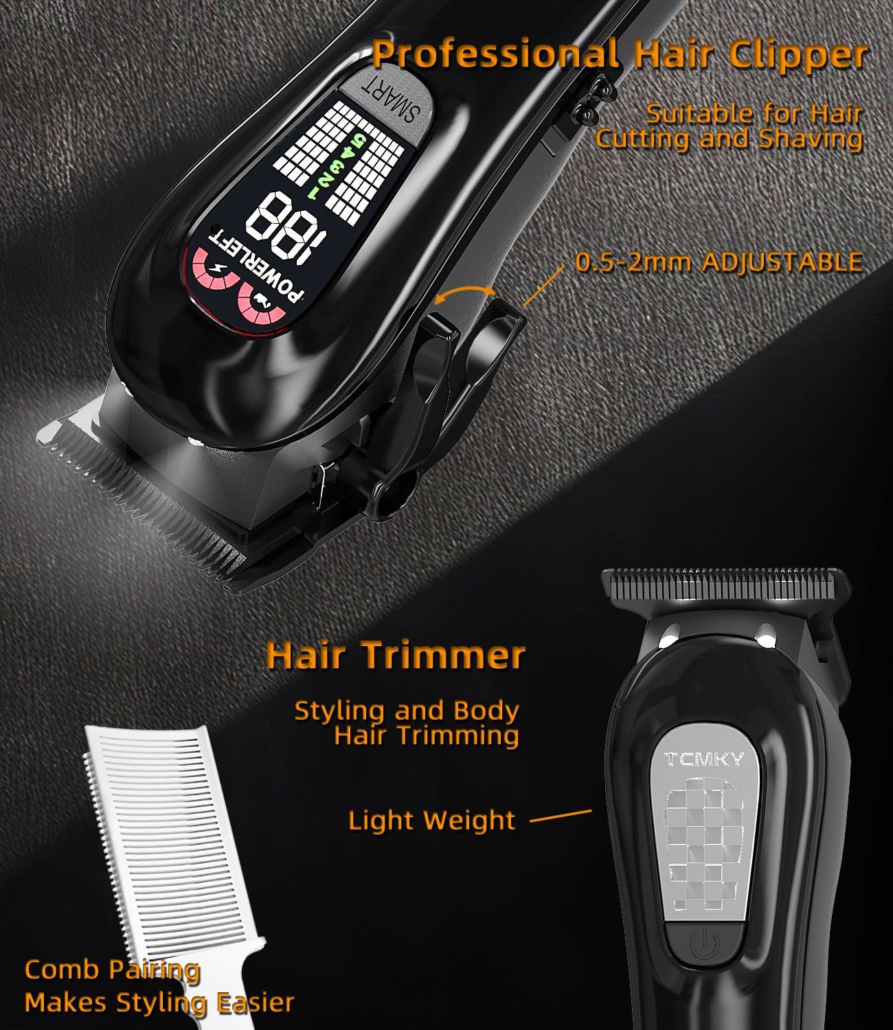 TCMKY Cortapelo Profesional Inalámbrico para Hombres, Cortapelo de...