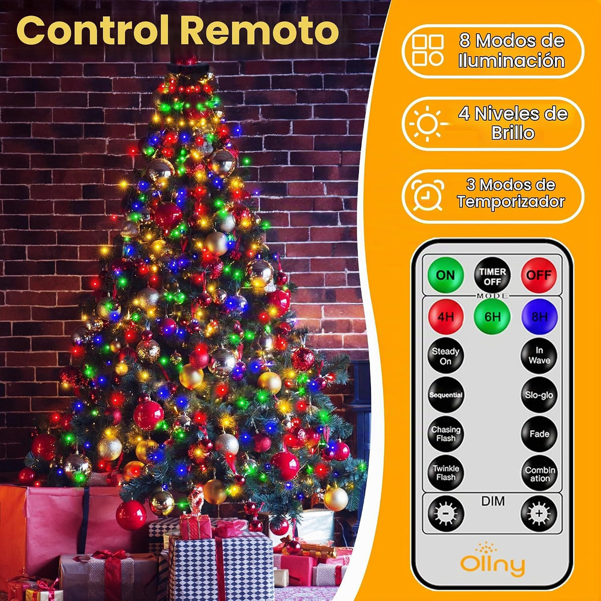 Ollny Luces de Árbol de Navidad 400LED 8.2 pies*16 Cadenas con Anil...