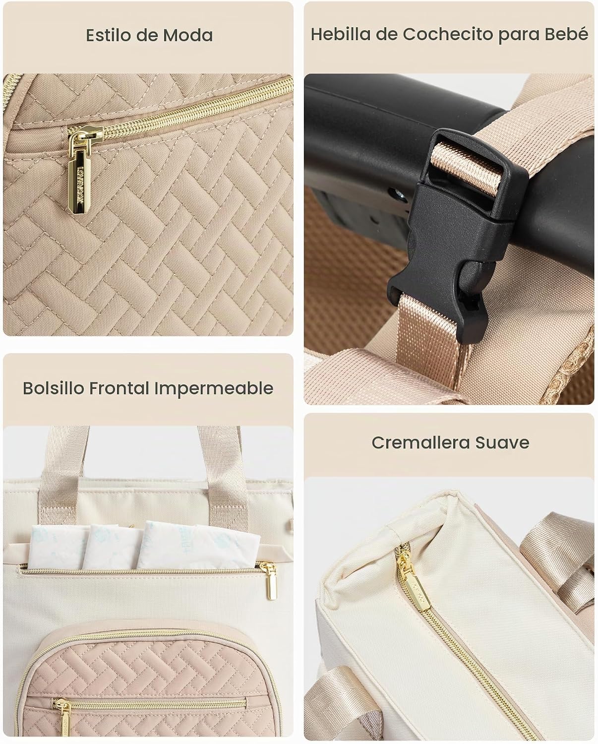 LOVEVOOK Mochila para pañales, bolsa de bebé portátil de gran capac...