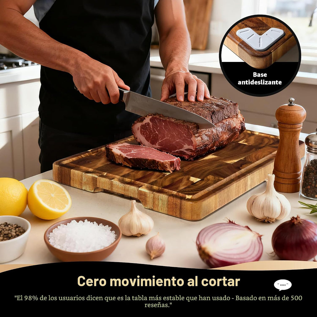 Tabla de cortar de fibra de madera para cocina con pies antidesliza...