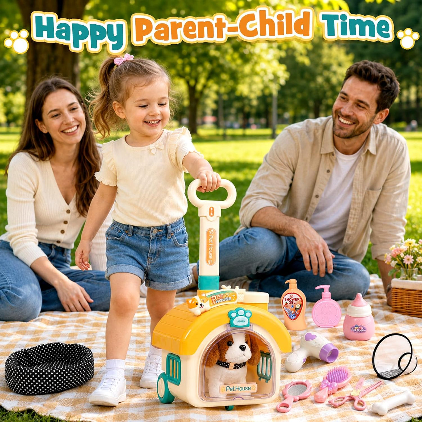 Lorfancy Juguete electrónico para perros que camina para niños con...