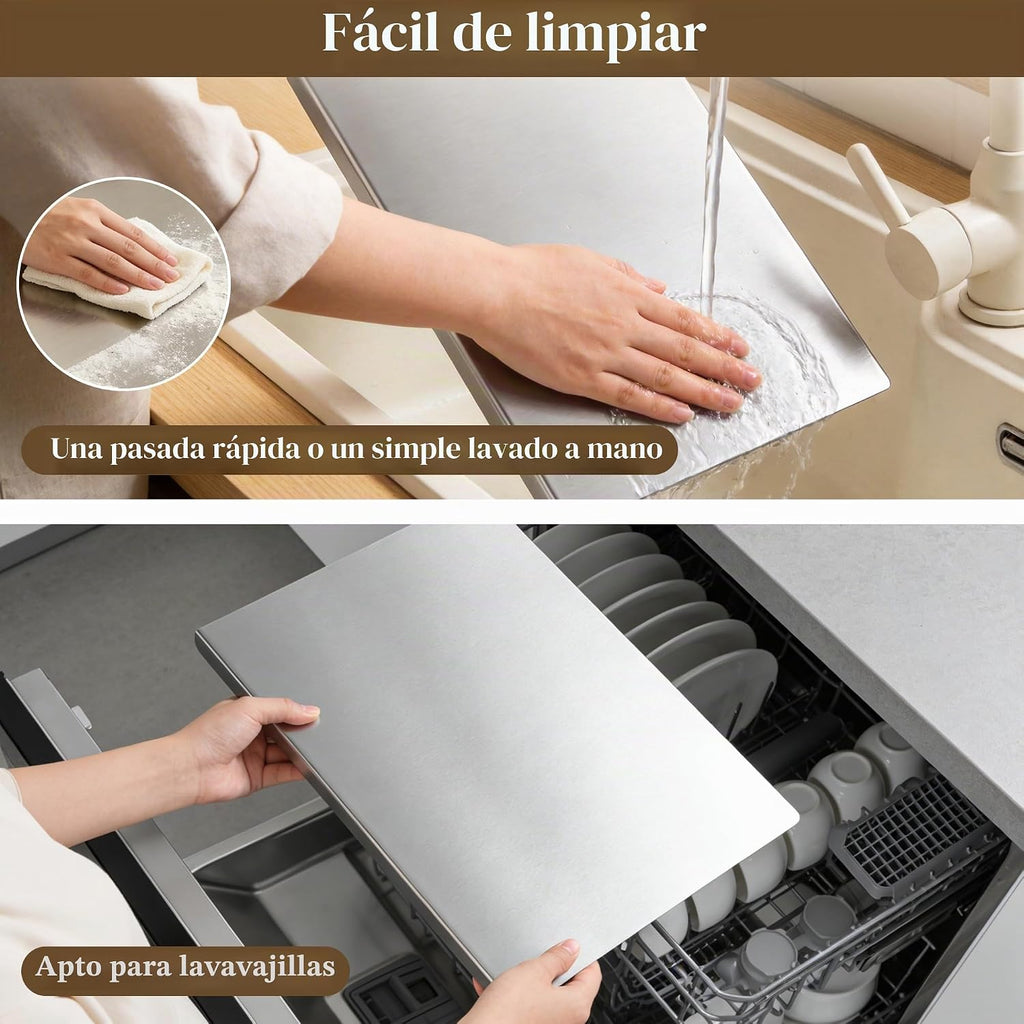 Juego de 2 tablas de cortar de acero inoxidable, juego de 2 tablas...