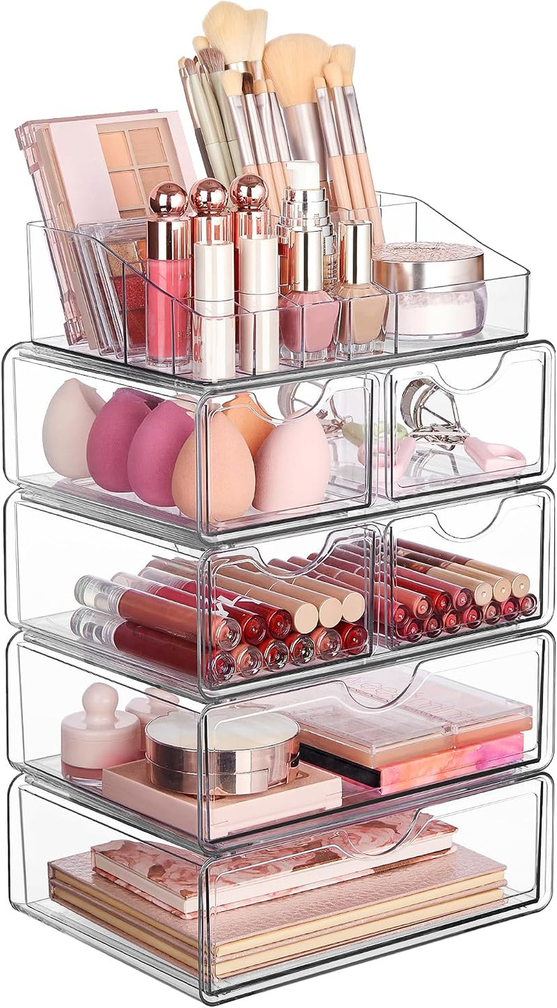 Vtopmart Organizador de maquillaje transparente de 5 niveles con 6...