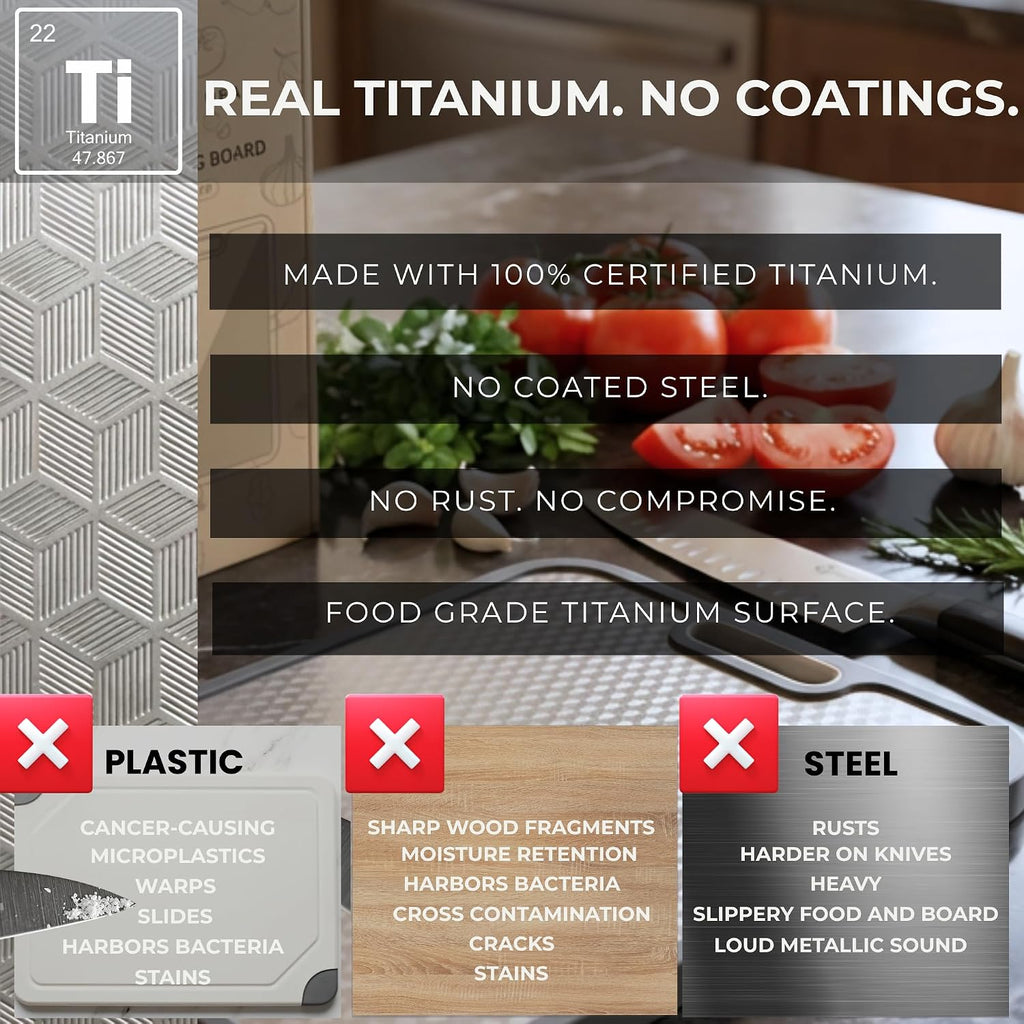 Tabla de cortar de titanio de 15.5 x 10 pulgadas para cocina, tabla...