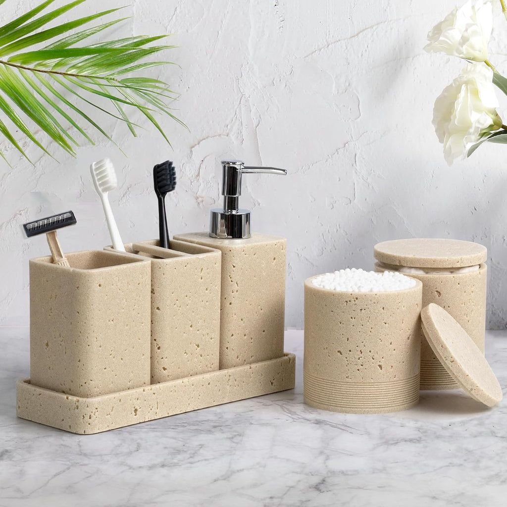 Juego de accesorios de baño, juego de baño de 6 piezas con soportes...