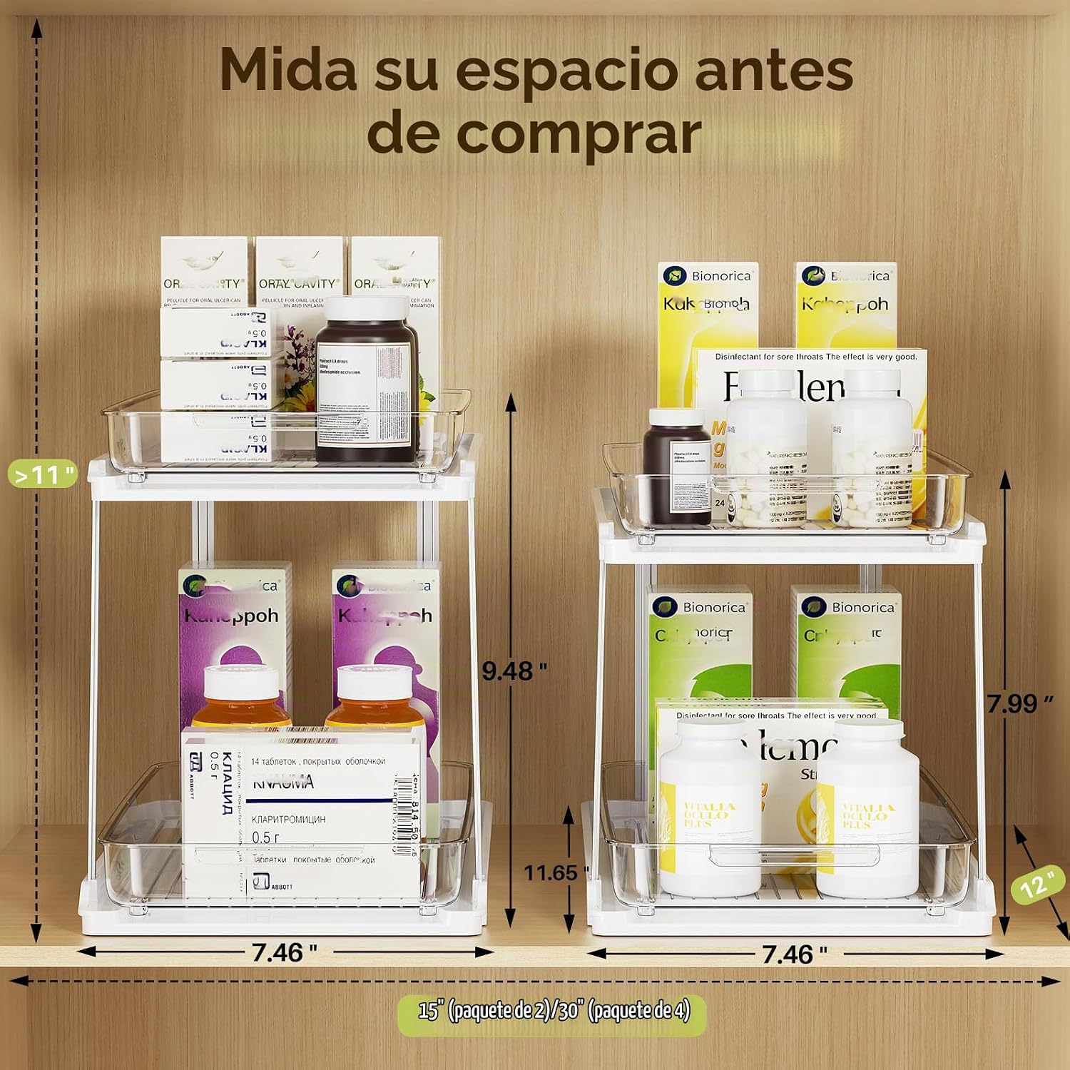 Delamu Organizadores y almacenamiento de 2 niveles para debajo del...