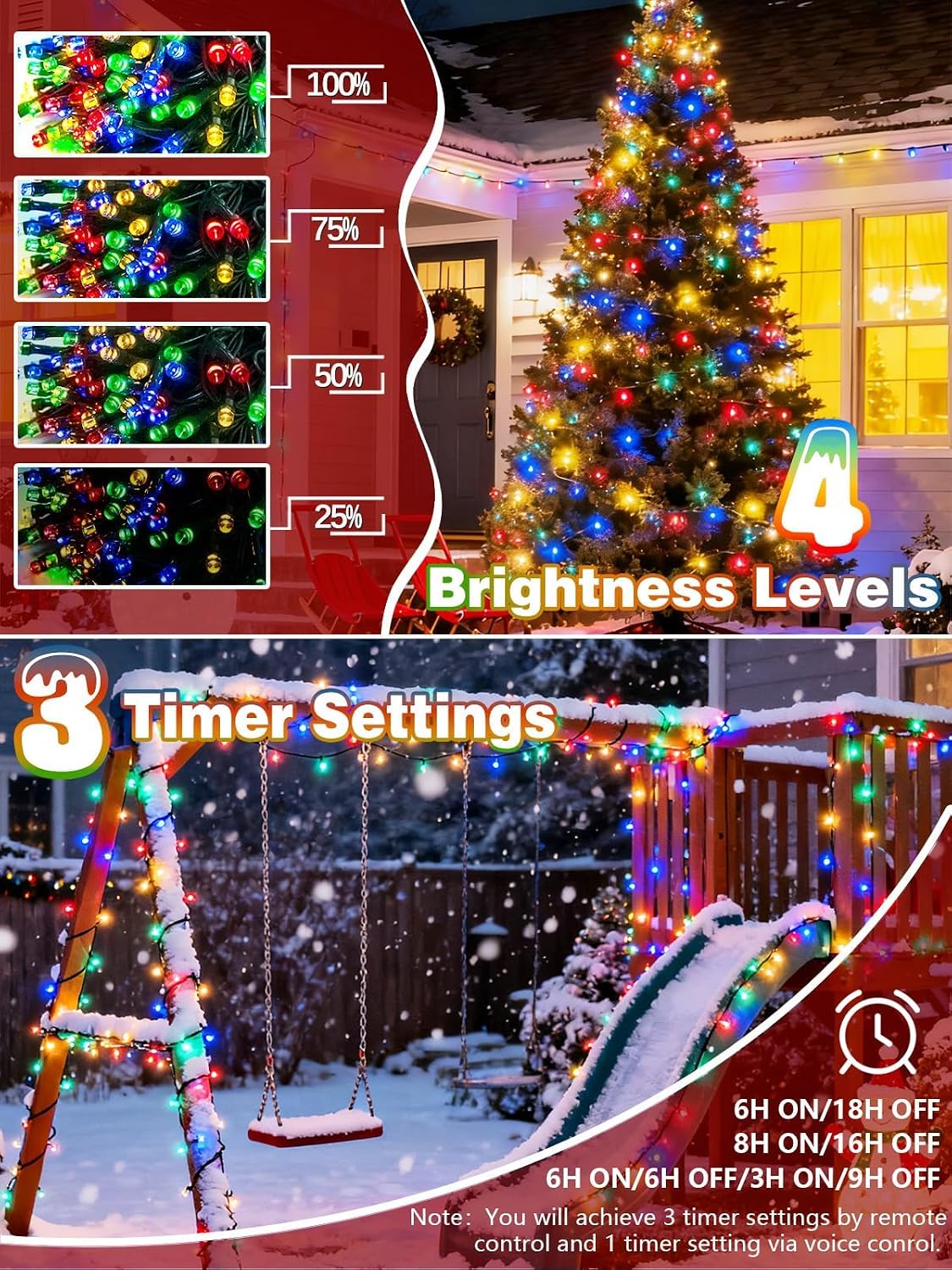 Guirnalda de luces navideñas de 800 LED, 264 pies, controladas por...