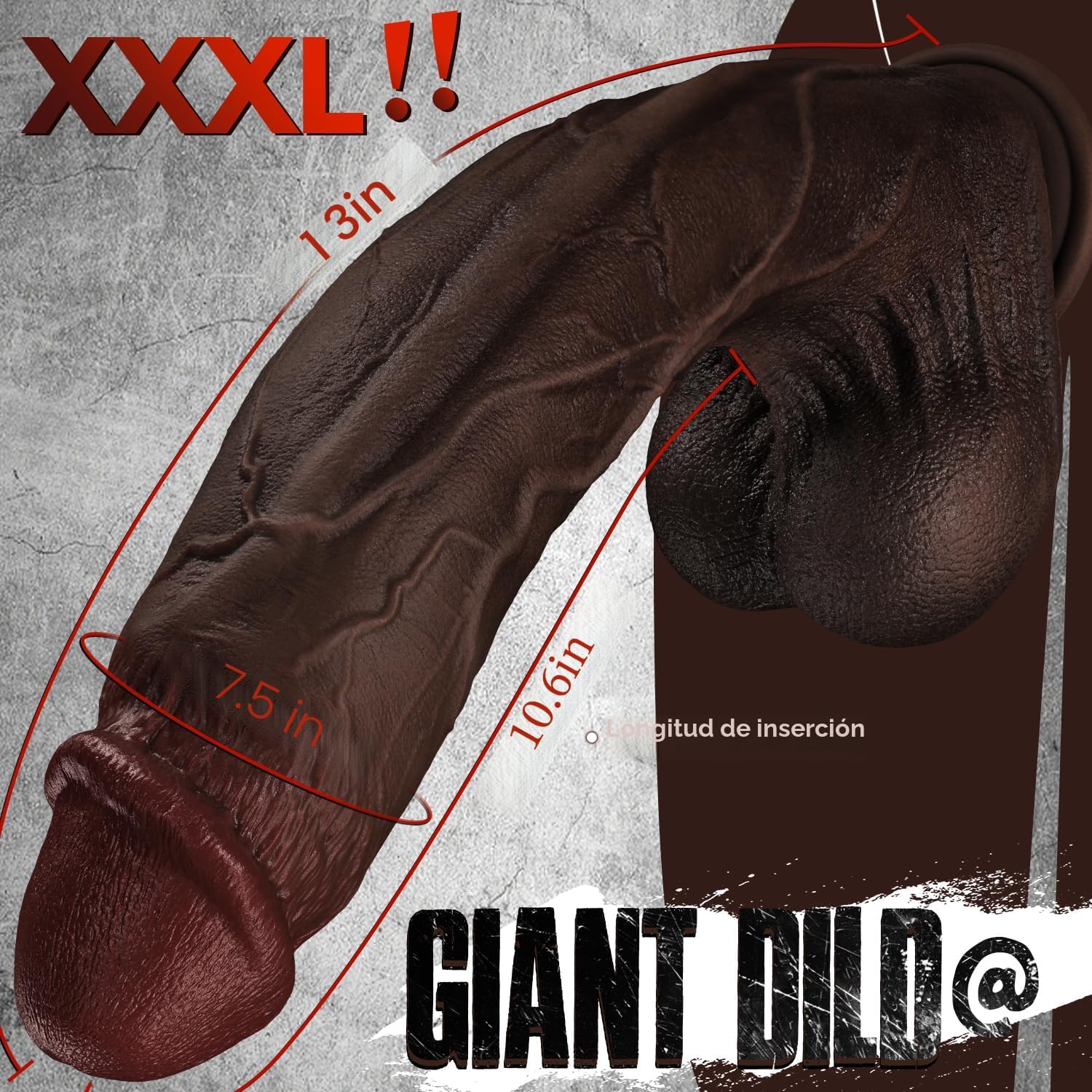 Consolador grande y grueso de 13 pulgadas, consolador realista XXXL...