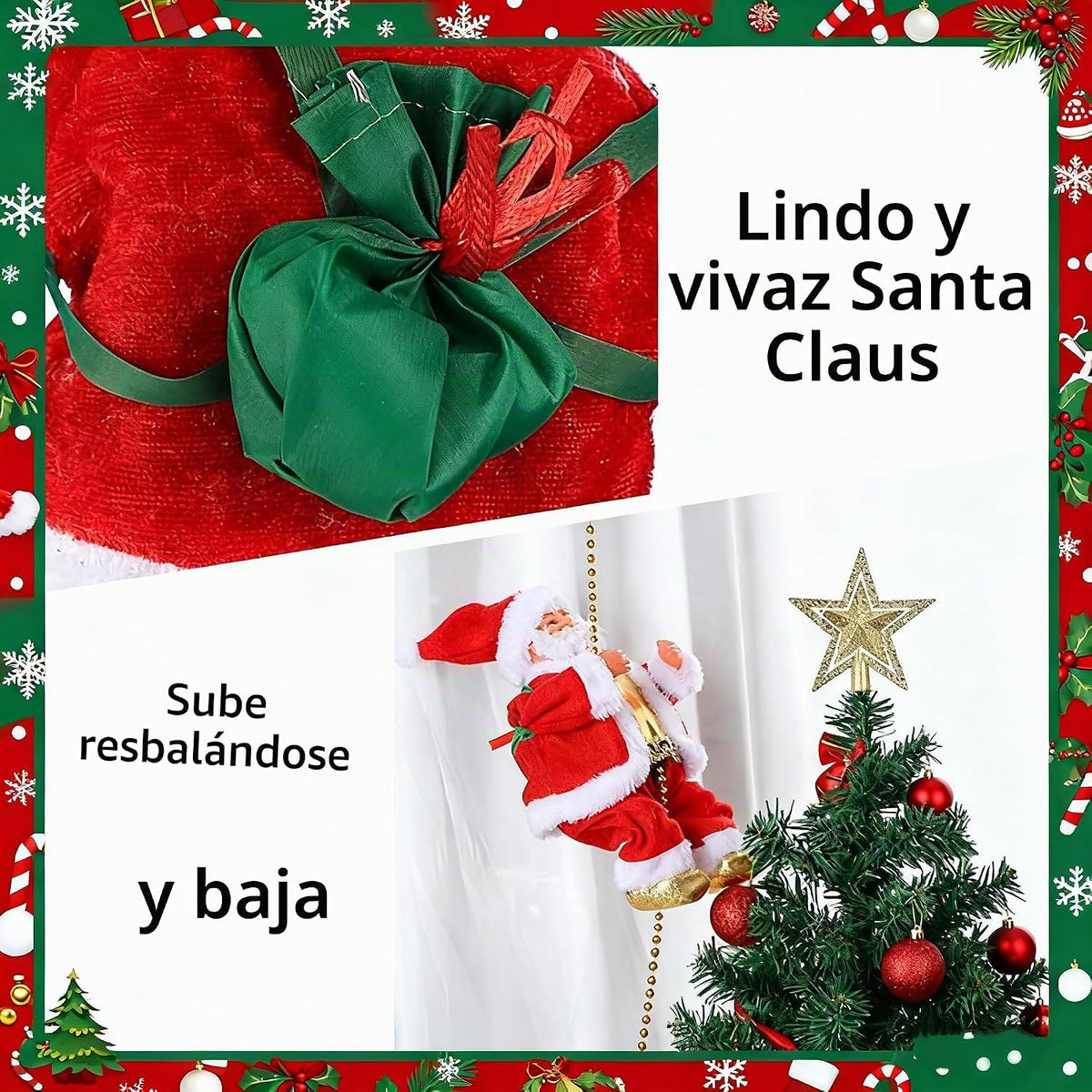 Colgante de árbol de Navidad musical de Papá Noel eléctrico para es...