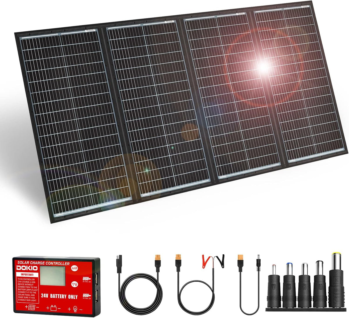 DOKIO Kit plegable portátil del panel solar 300W, 36V para los sist...
