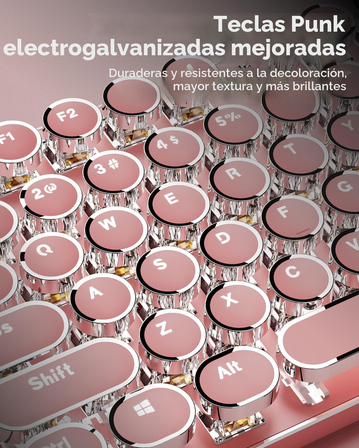 Teclado mecánico inalámbrico estilo máquina de escribir con retroil...
