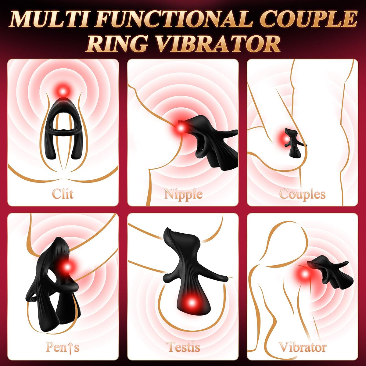 Anillo de pene vibratorio para adultos, juguetes sexuales para homb...