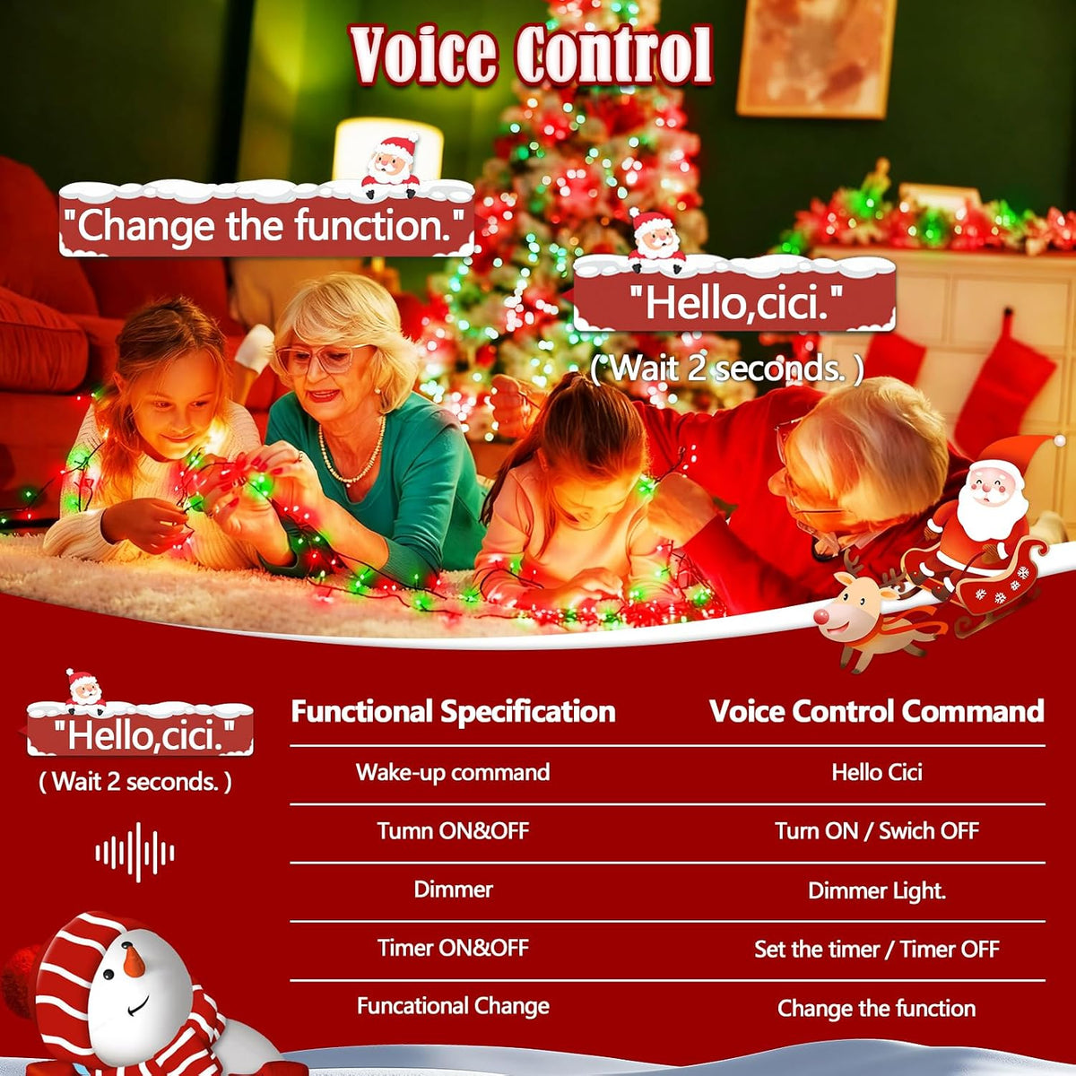 2026 Nuevas luces de cadena de Navidad inteligentes con control de...