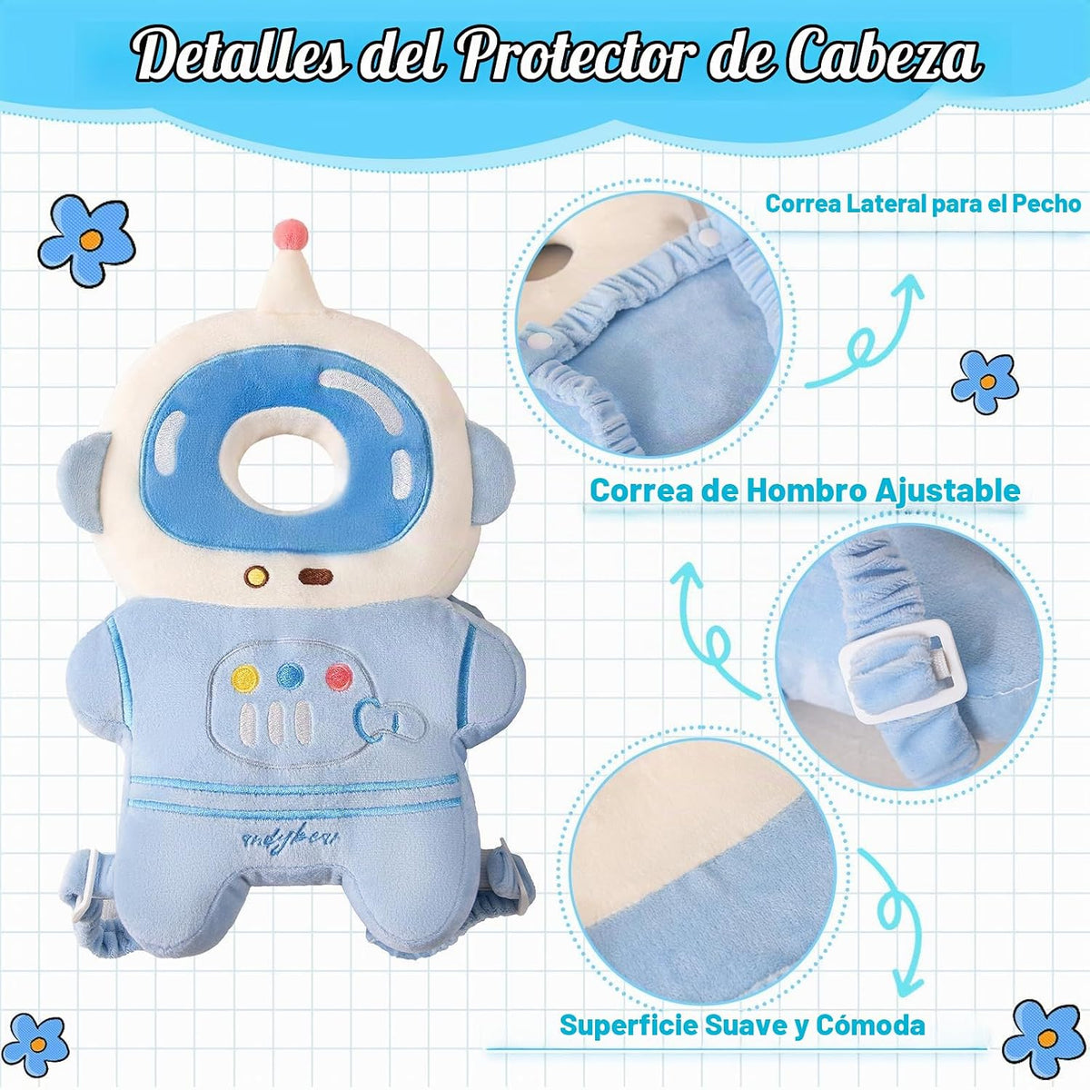 Mochila protectora de cabeza de bebé para caminar gatear (Pad-Astro...