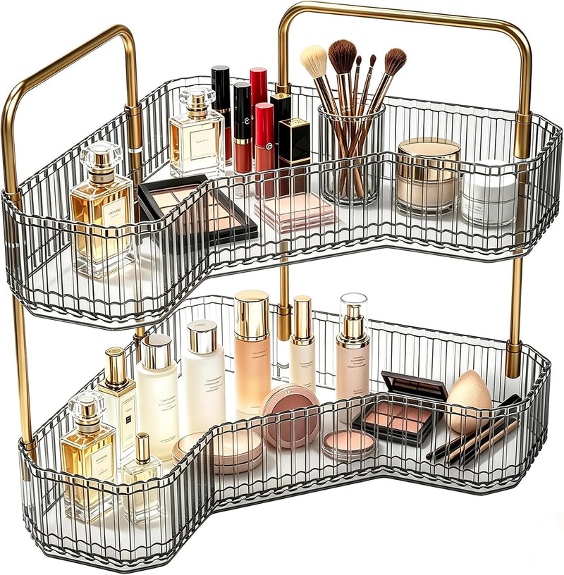 Organizador de baño esquinero de 2 niveles, estante para mostrador...