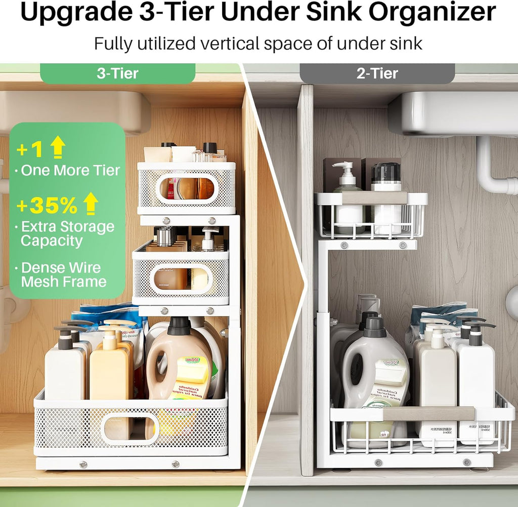 Kitstorack Organizador para debajo del fregadero, paquete de 2 esta...