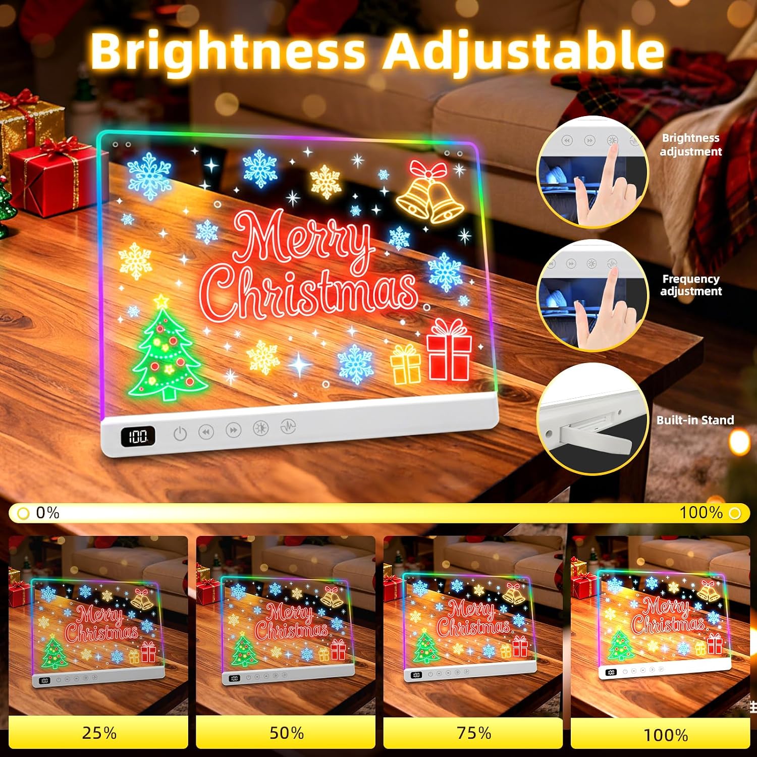 Lumiboard Tablero de dibujo LED con 13 efectos de luz, tablero de n...