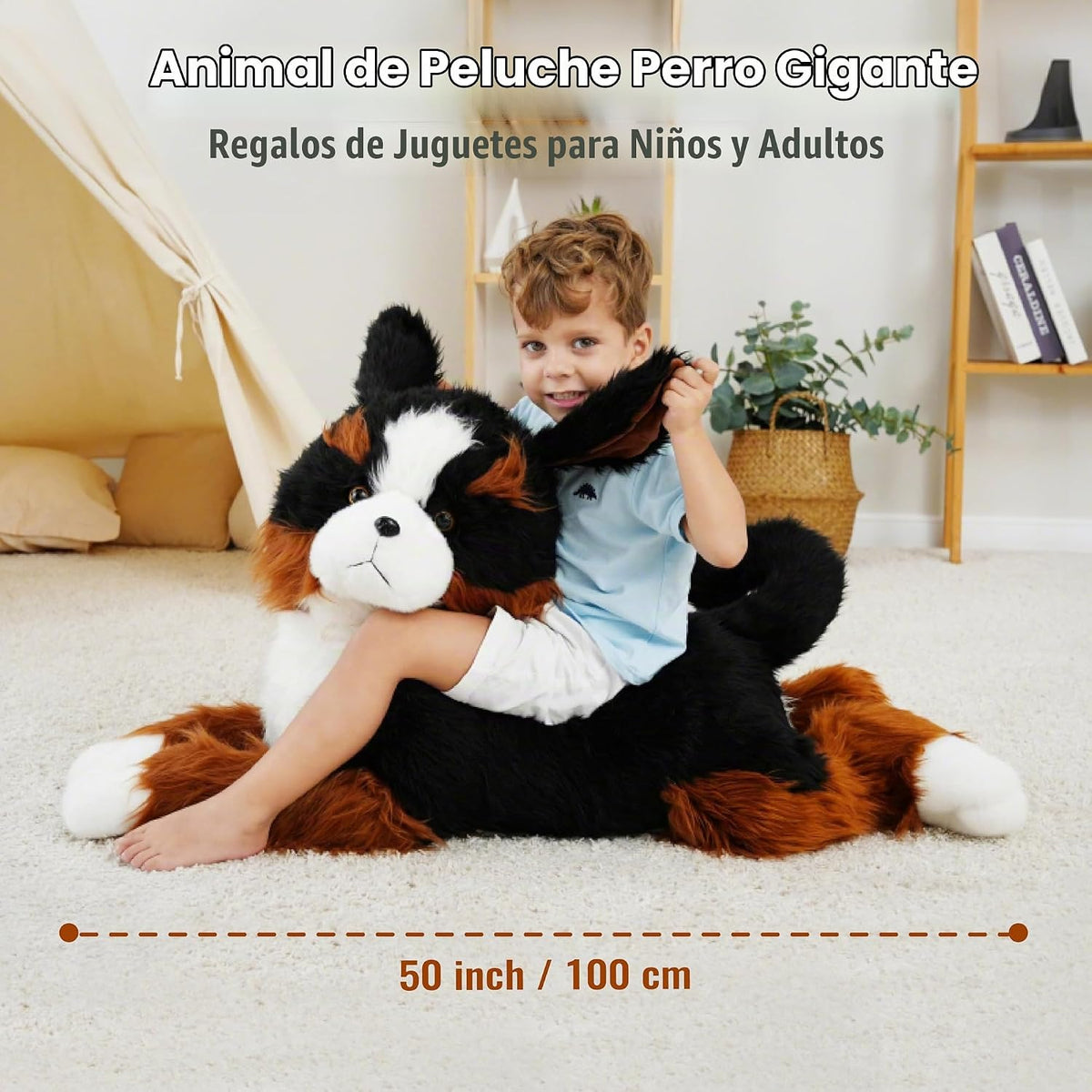 AmyToo Animales de peluche para perros gigantes, peluche suave y gr...