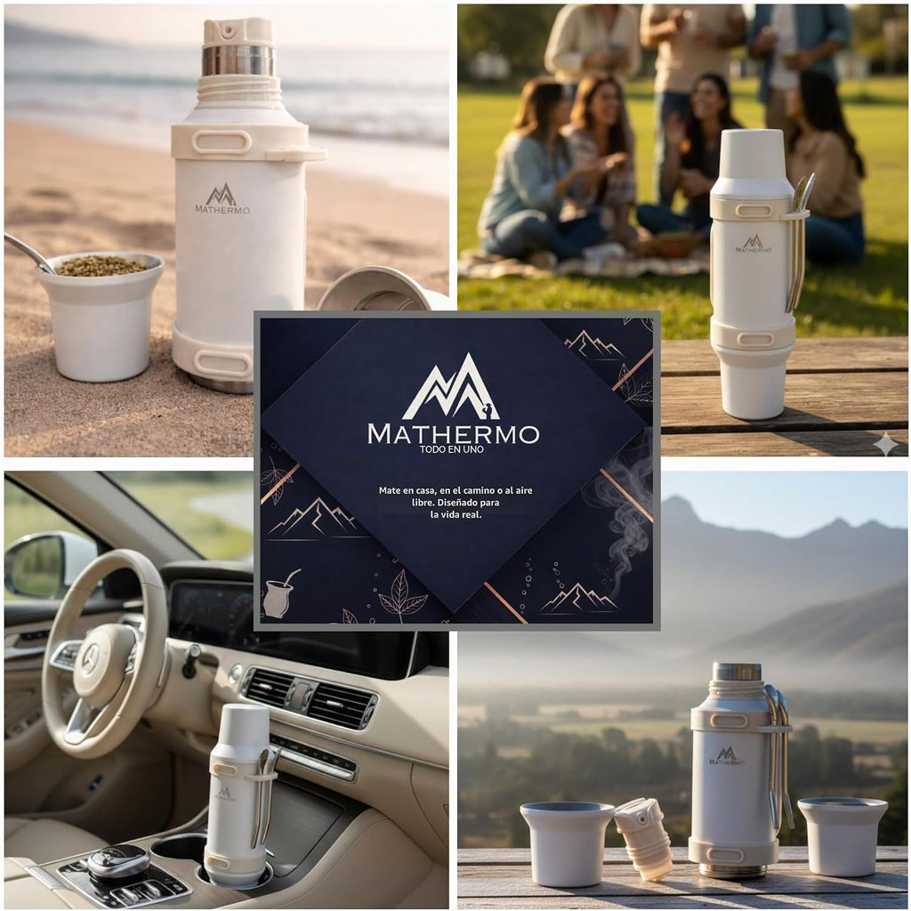 MATHERMO Todo-en-Uno Mate Thermo con compartimento de yerba integra...