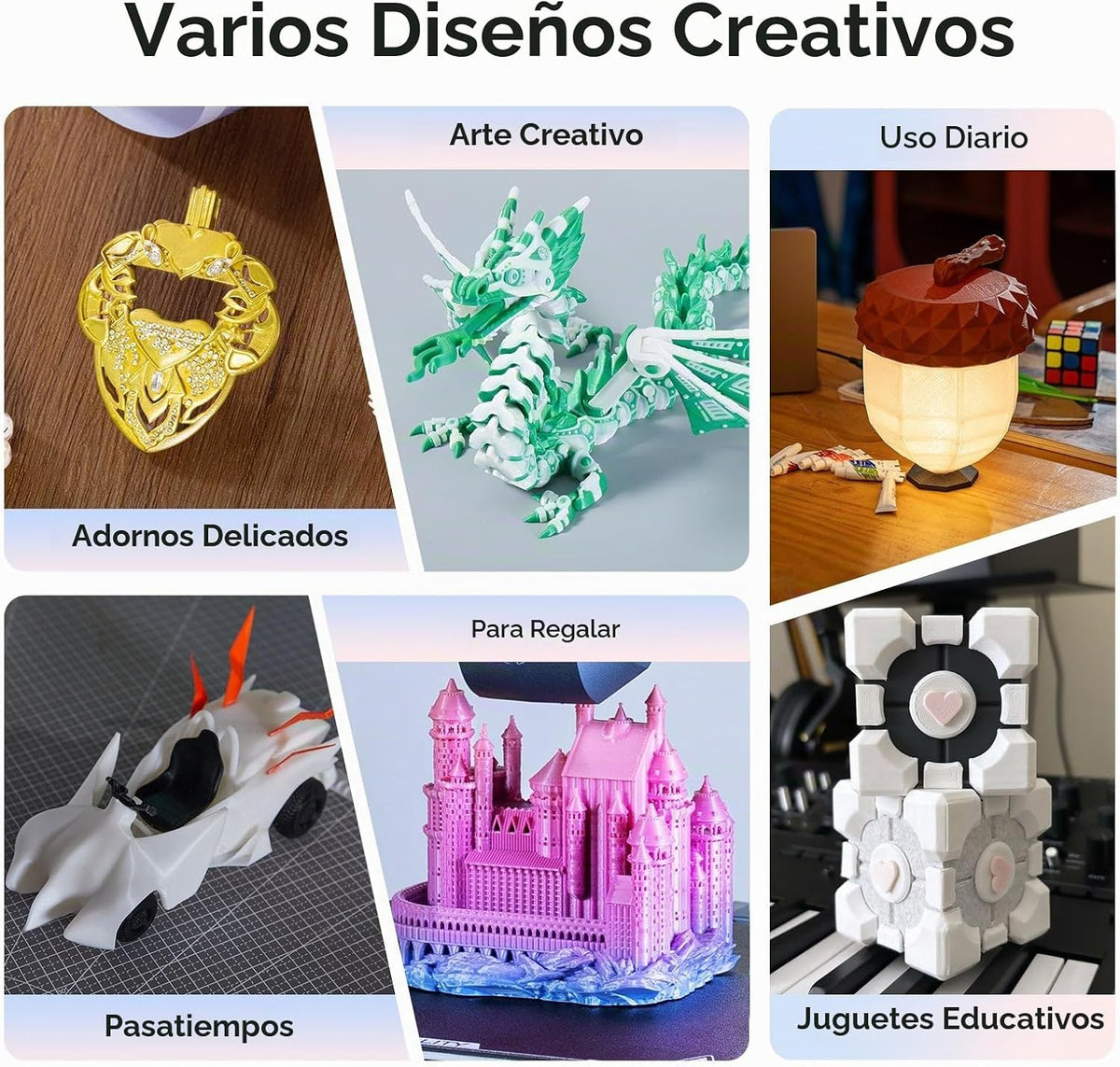 Creality Filamento de impresora 3D PLA+, 2 arcoíris y blanco y negr...