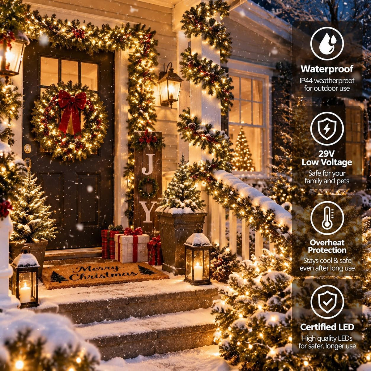 Guirnalda de luces navideñas conectables de 99 pies y 300 LED para...