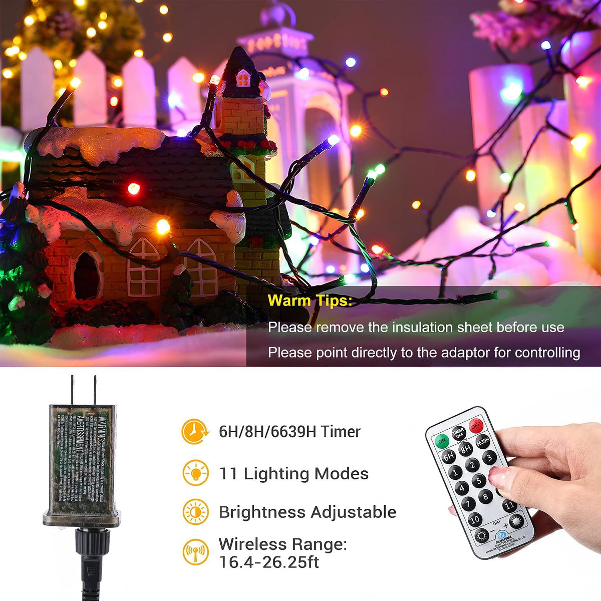 Brizled Guirnalda de luces de Navidad, 279 pies, 800 luces LED de N...