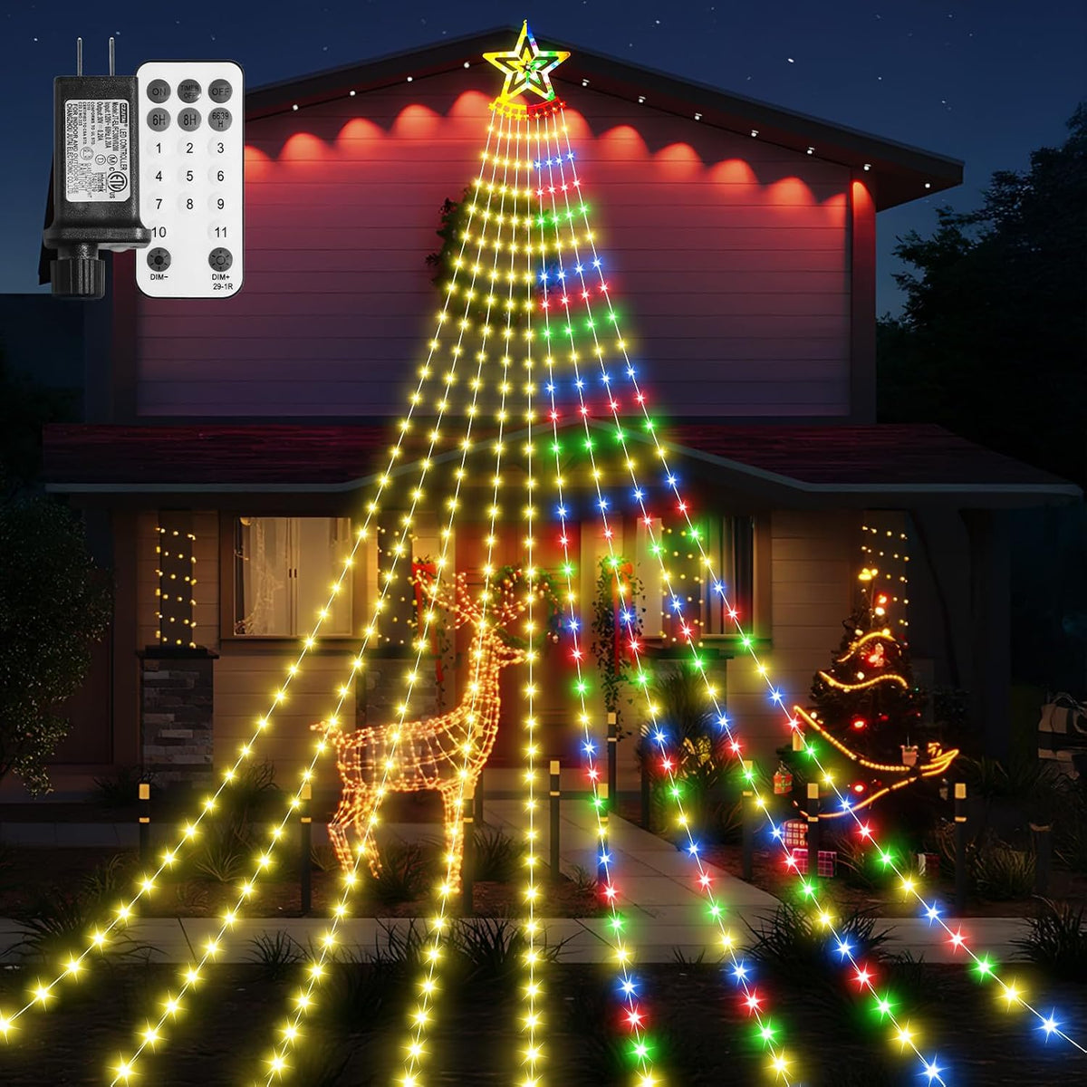 Decoraciones de Navidad para exteriores, luces de estrella en serie...