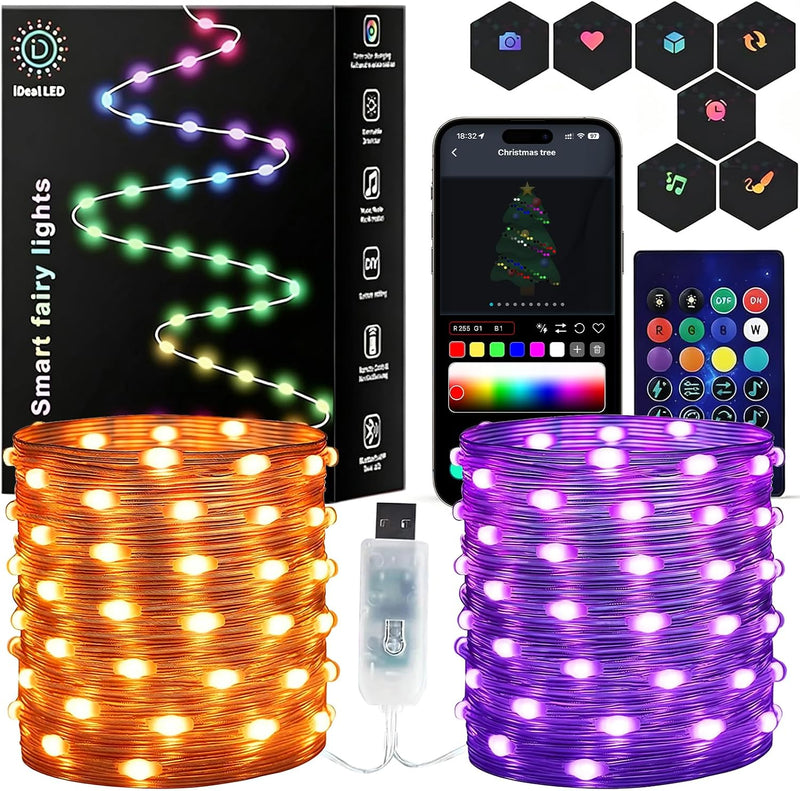 Super RGB Guirnalda de luces inteligentes de 98.4 pies, 300 LED, lu...