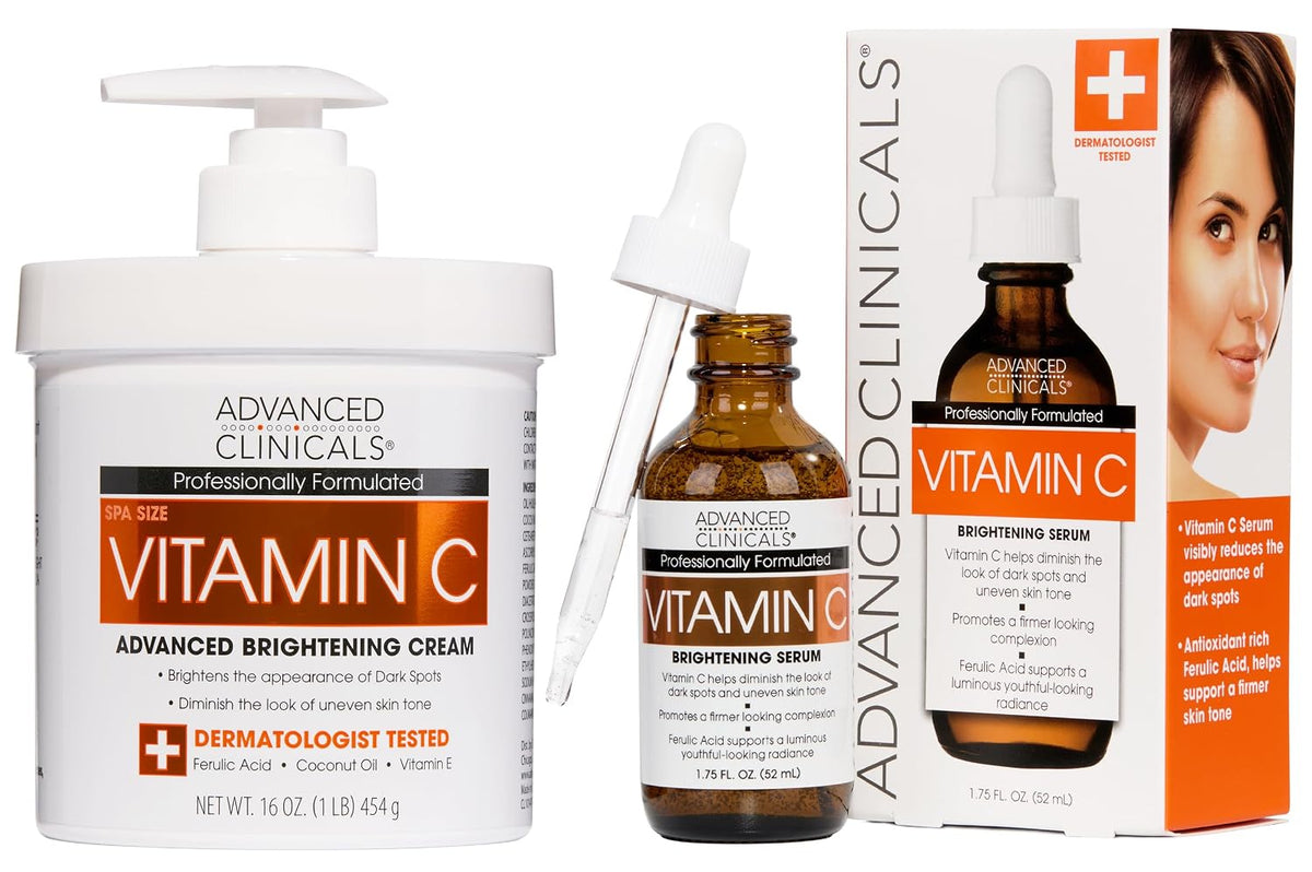 Advanced Clinicals Crema de vitamina C + suero de vitamina C, juego...