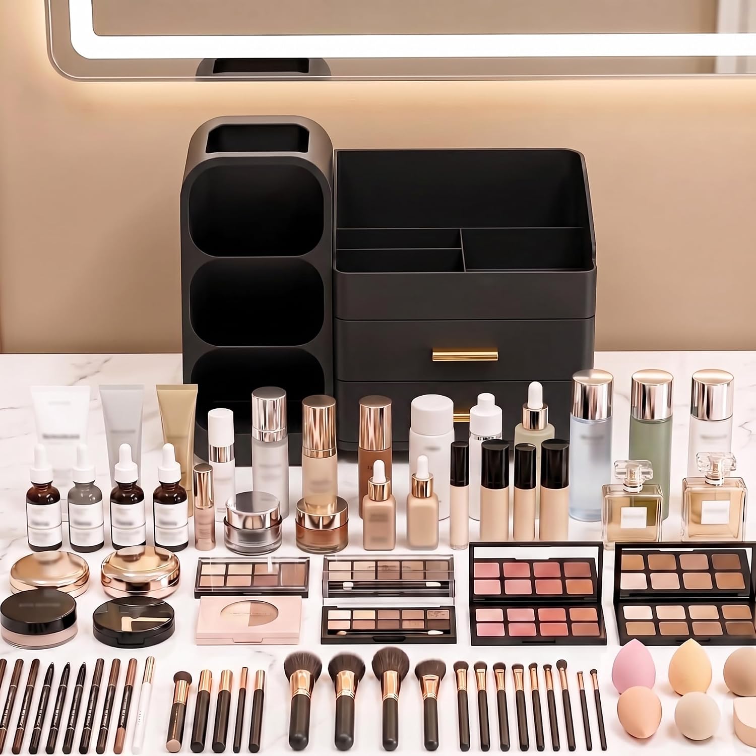 Asdbko Organizador de maquillaje de gran capacidad con soporte para...