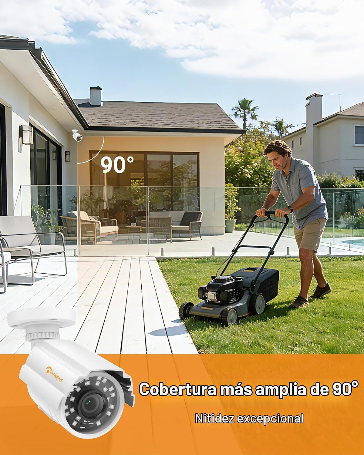 Anlapus Paquete de 4 cámaras de seguridad HD 1080P, IP66 resistente...