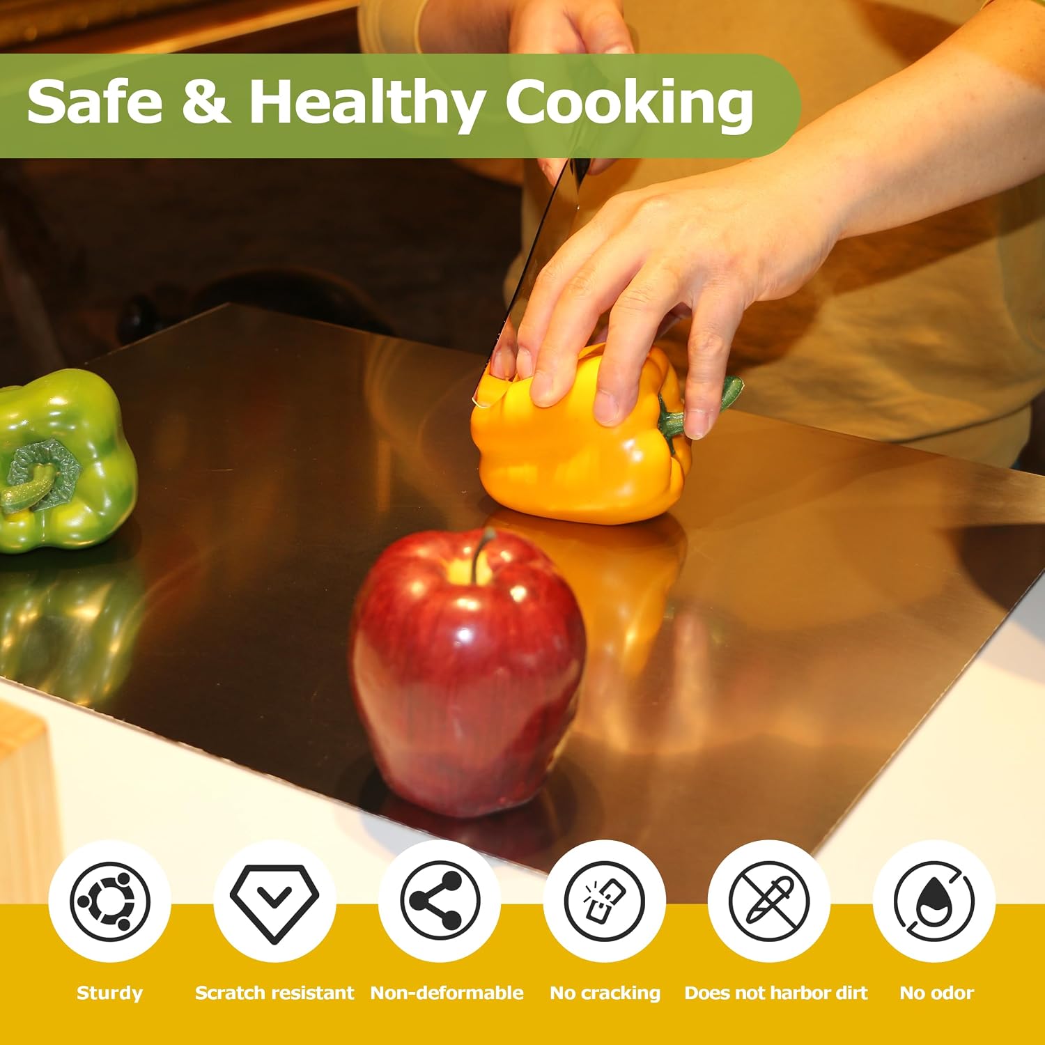 OTAVILEM Tabla de cortar para cocina, tabla de cortar de acero inox...