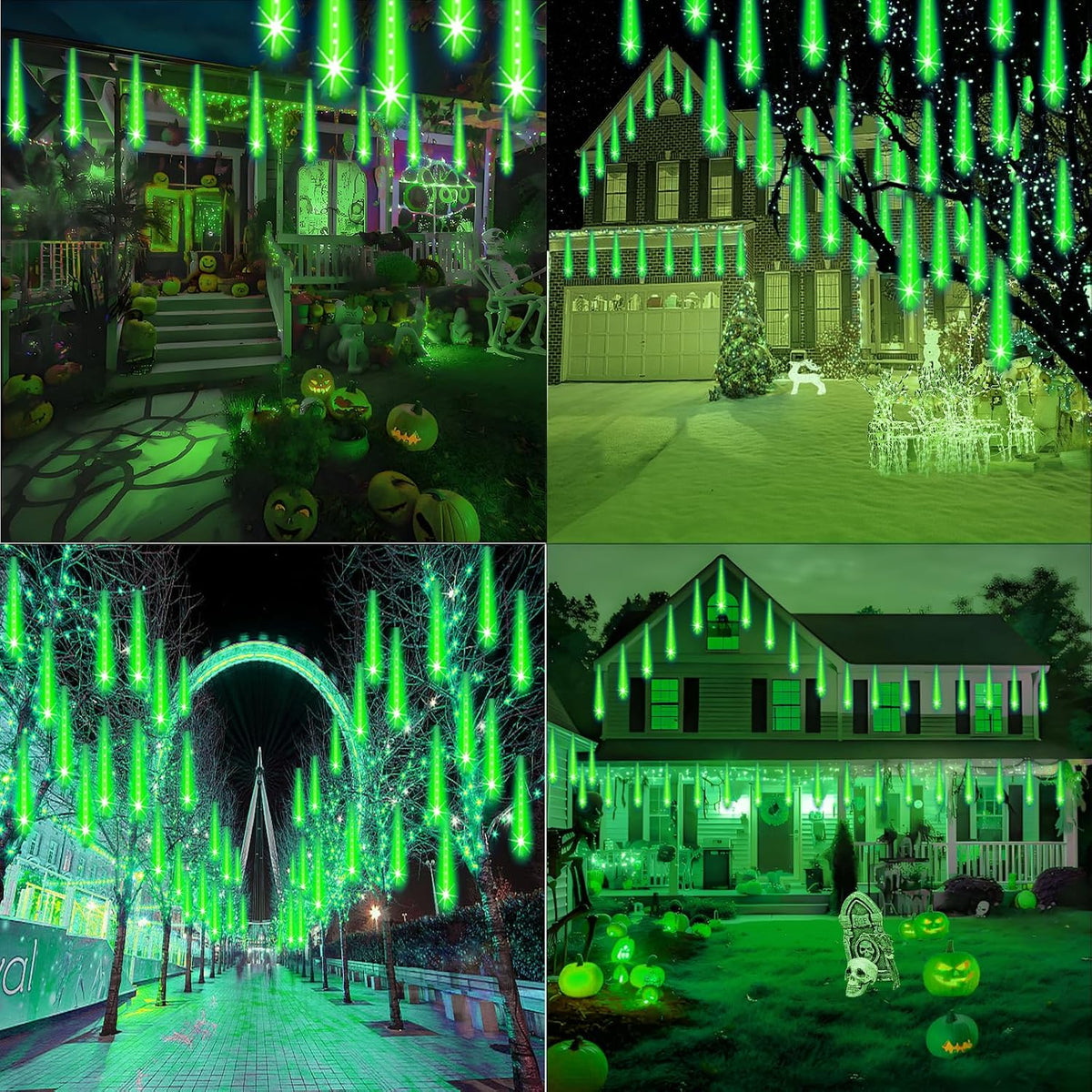 Weepong Luces de Halloween al aire libre, luces de Navidad de lluvi...