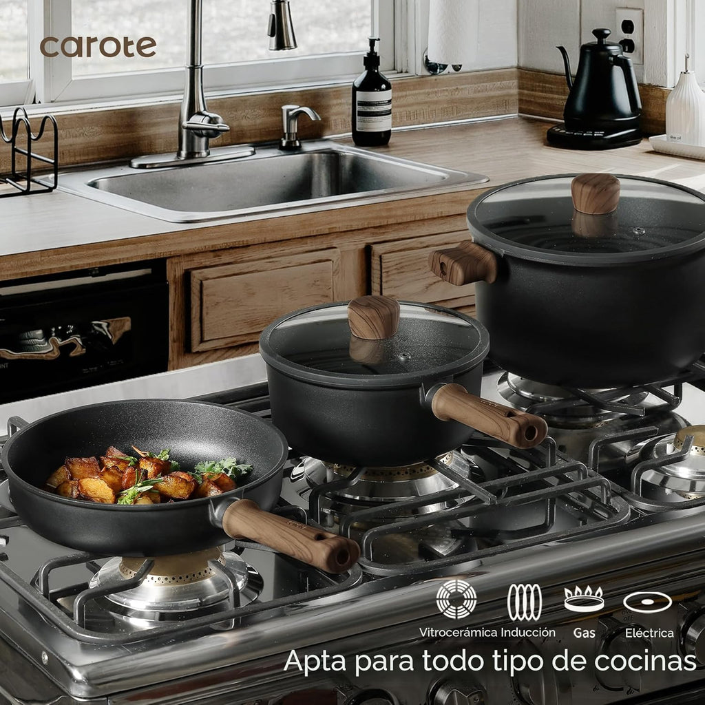 CAROTE Juego de Ollas y Sartenes Antiadherentes, Juego de Baterías...