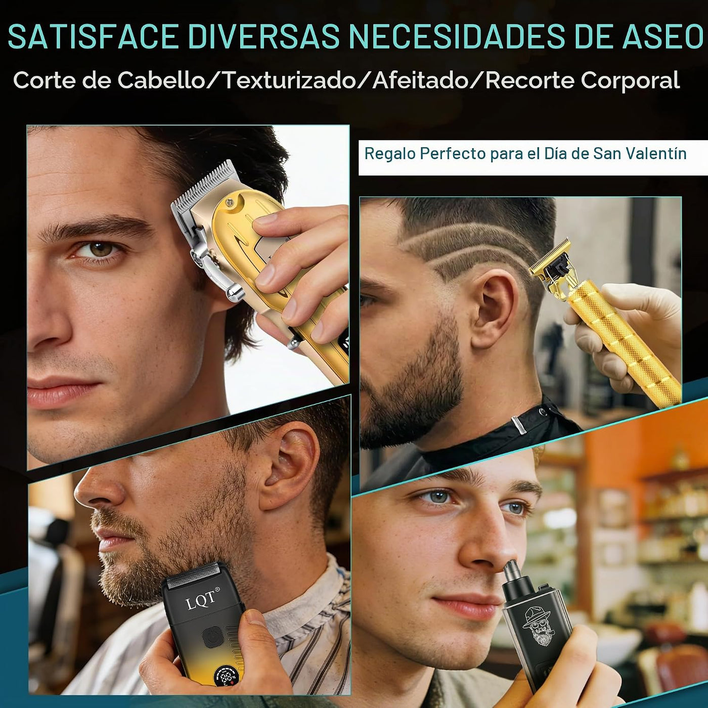 Cortapelos para hombres con pantalla LED, kit de aseo inalámbrico d...