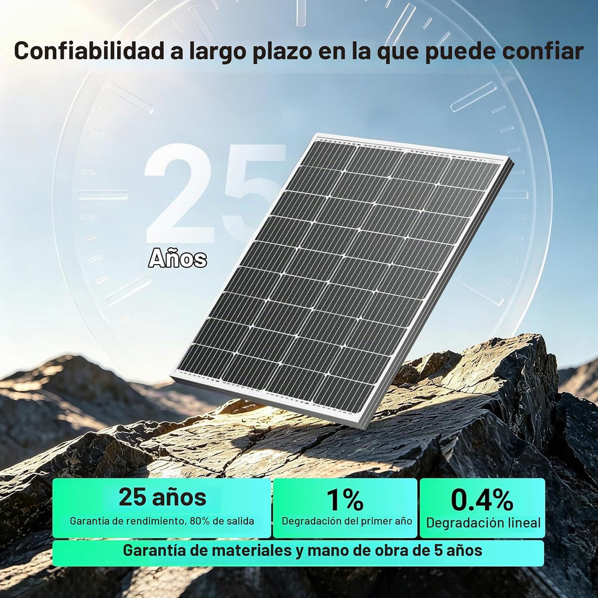 Panel solar HQST 100W 12V, 9BB, 23% de alta eficiencia, celdas de...