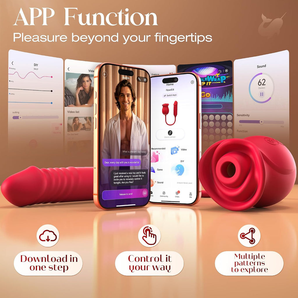 MOOLIGIRL Vibrador de empuje de juguete rosa, control de aplicación...