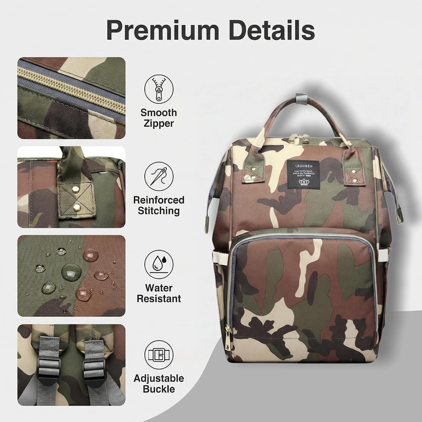 Armbq Mochila de pañales de camuflaje multifunción para el cuidado...