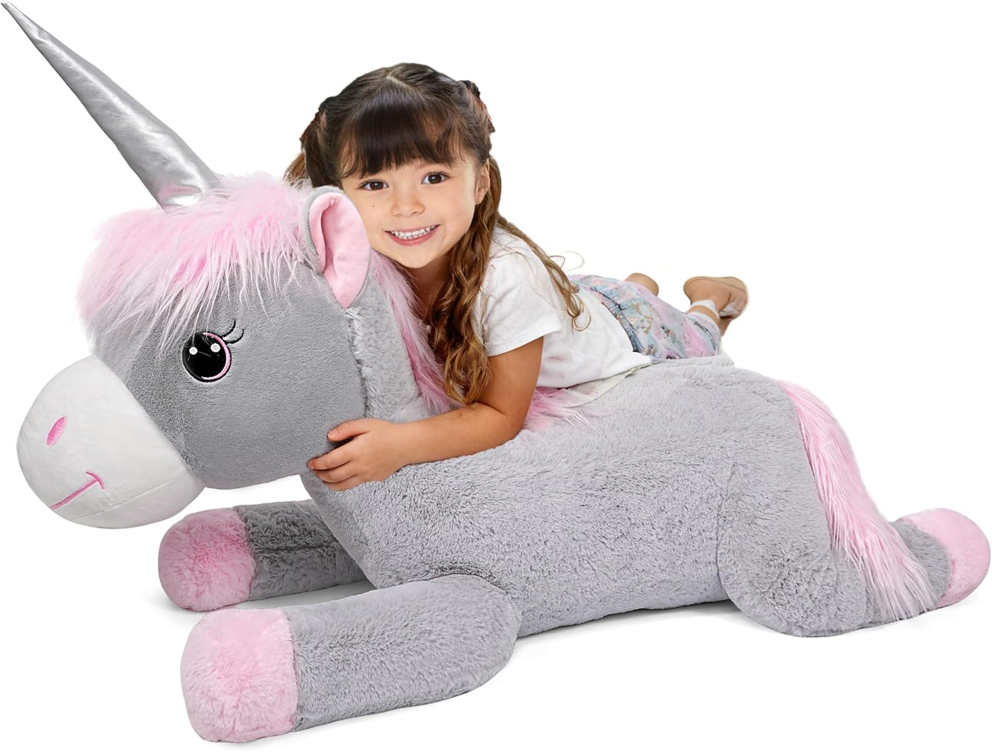 ZBLX Peluche de unicornio gigante, animal de peluche grande de 38 p...