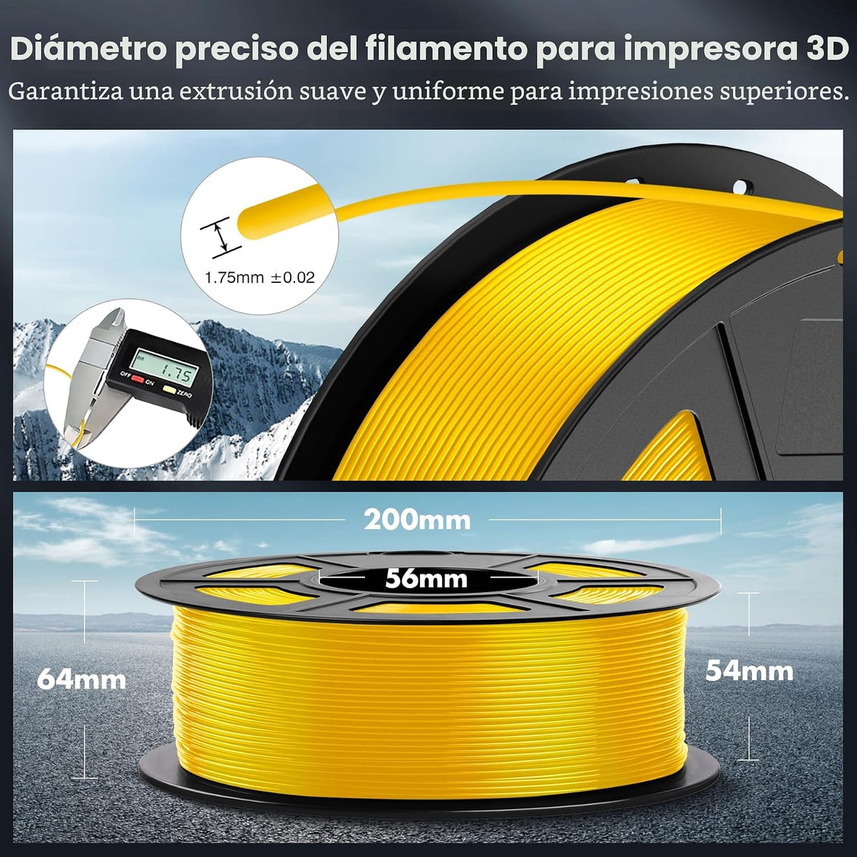 SUNLU Filamento PLA para impresora 3D, oro claro, 2.2 lbs | Filamen...