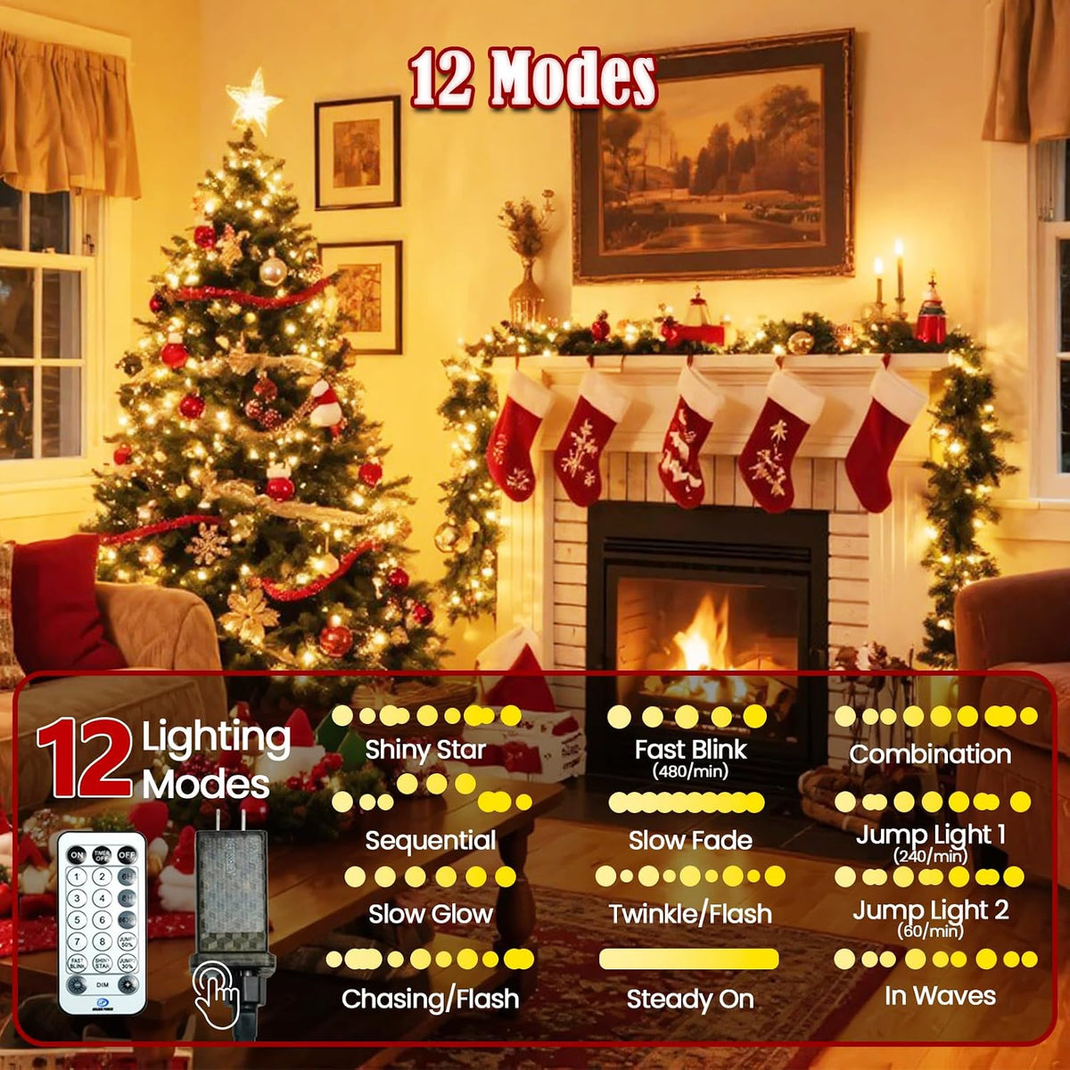 Tira de luces de Navidad con control por voz, 88 pies, 240 LED | 7...