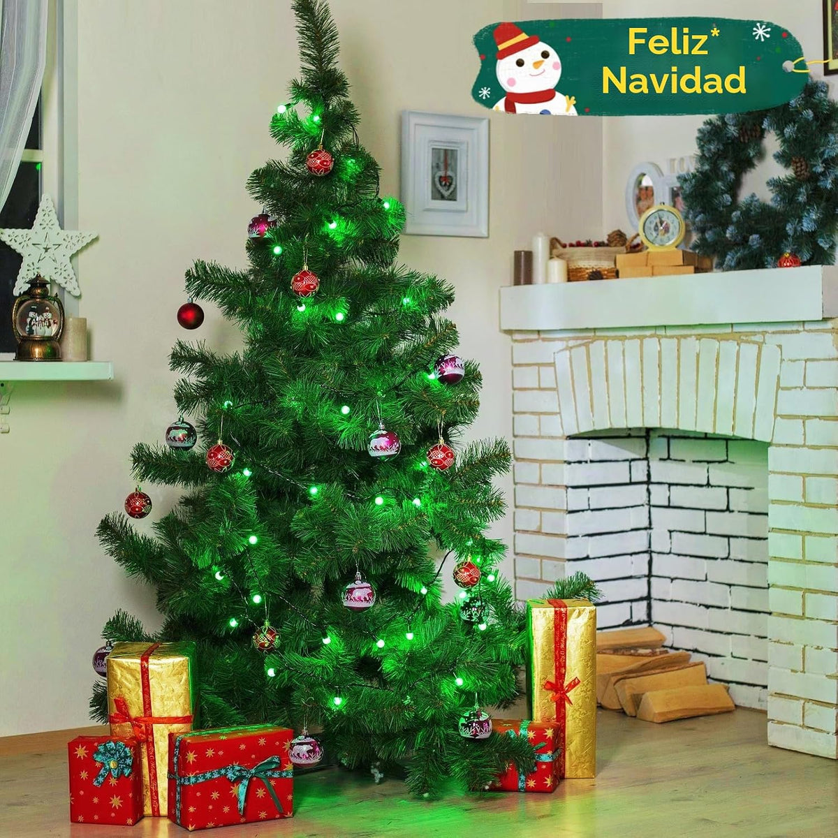 La secuencia verde extensible de la Navidad de 75,8 pies 200 LED en...
